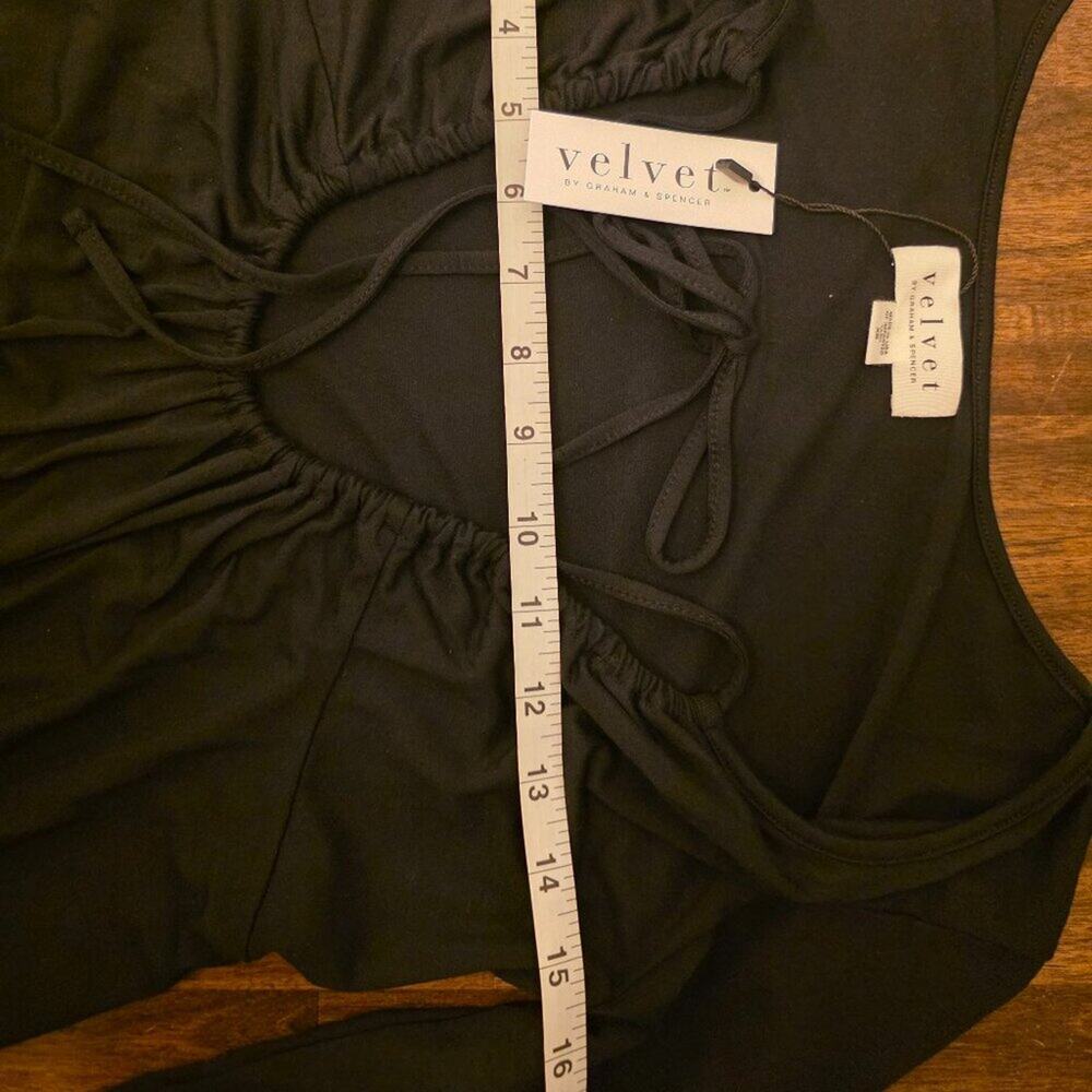 Velvet by Graham & Spencer Dress Womens XS Black Long Sleeve Ruched Soft - Picture 5 of 11